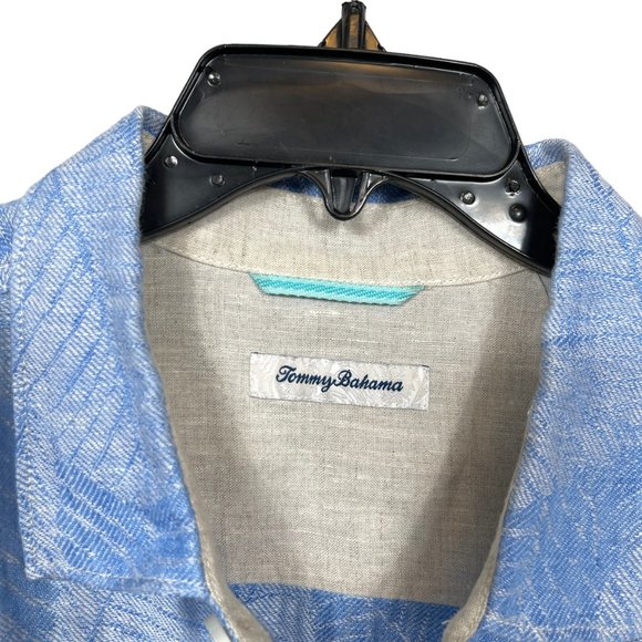 Tommy Bahama Linen Button Up Shirt Mens XL Blue White Floral Lightweight Casual - Picture 3 of 11